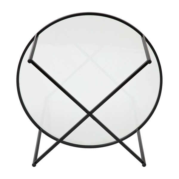 Flash Furniture Round Glass Coffee Table with Matte Black Frame - NAN-JH-1786CT-BK-GG