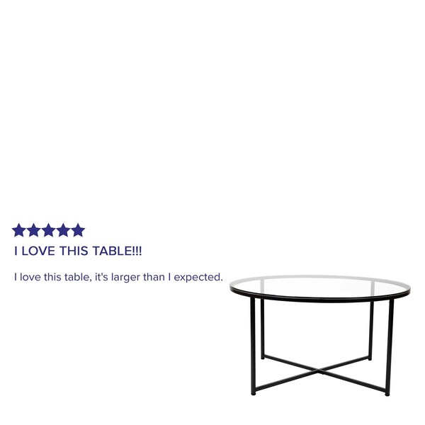 Flash Furniture Round Glass Coffee Table with Matte Black Frame - NAN-JH-1786CT-BK-GG
