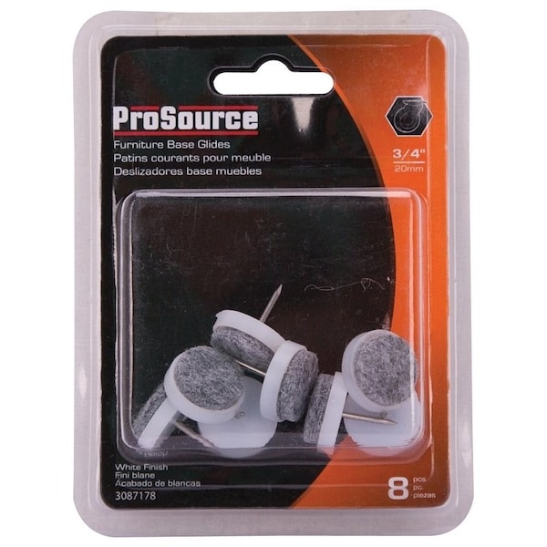 Prosource Furniture Glide, Plastic, Gray/White, Gray/White, 3/4 x 3/4 x 15/16 in Dimensions - FE-50320-PS