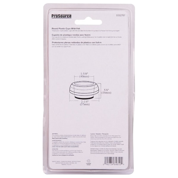 Prosource Caster Furniture Glide, Plastic, Clear, Clear, 2-1/4 x 2-1/4 x 5/8 in Dimensions - FE-50820-PS