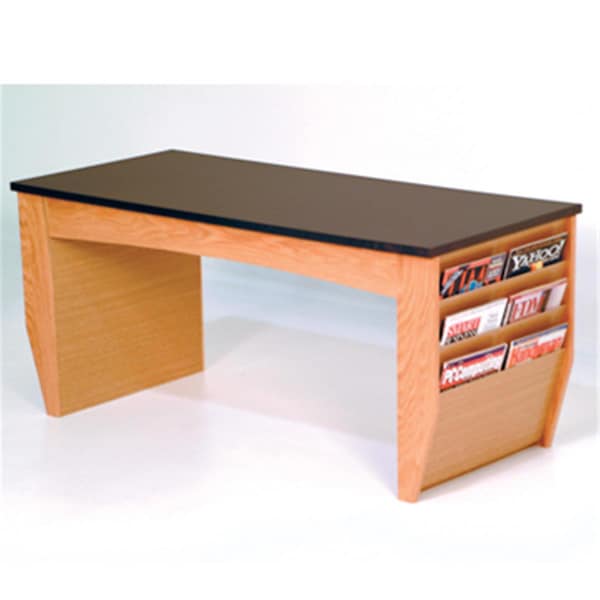 Wooden Mallet Coffee Table and Magazine Pockets with Black Granite Look Top in Light Oak - DM2-BGLO