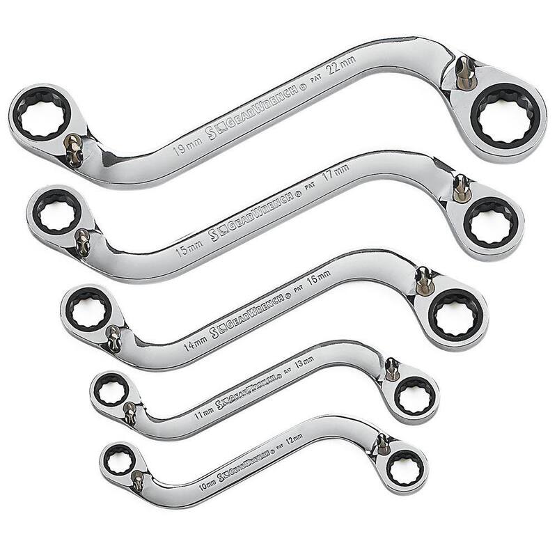 Juego de llaves de trinquete dobles reversibles en forma de S métricas de GEARWRENCH (conjunto de 5 piezas) - 85299