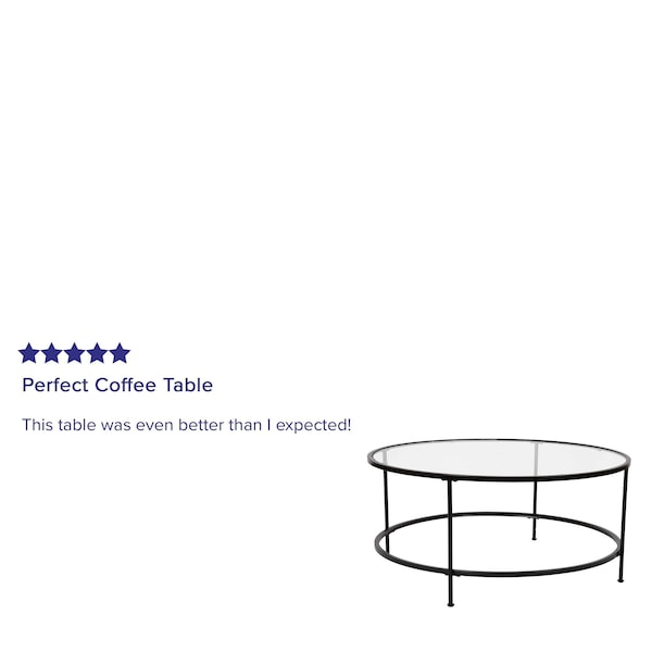 Flash Furniture 3 Piece Round Glass Table Set-Matte Black Frame - NAN-CEK-21750-BK-GG