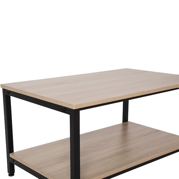 Flash Furniture Driftwood 2 Shelf Modern Wood & Metal Coffee Table - NAN-JH-17163-GG