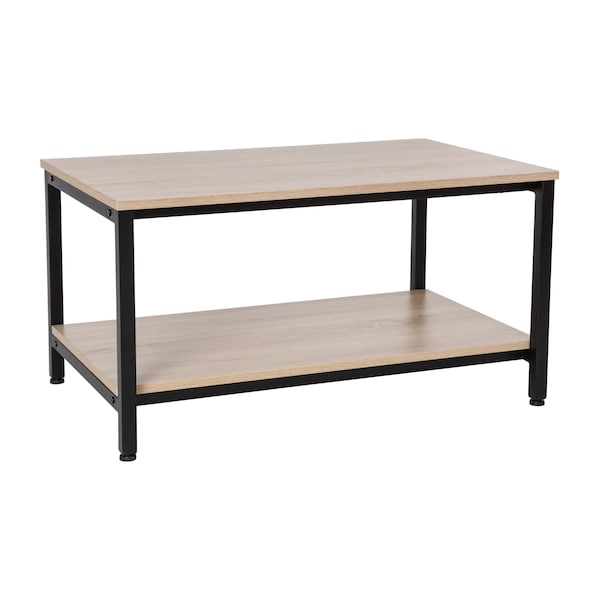 Flash Furniture Driftwood 2 Shelf Modern Wood & Metal Coffee Table - NAN-JH-17163-GG