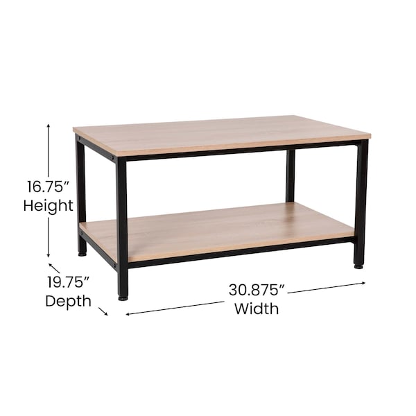 Flash Furniture Driftwood 2 Shelf Modern Wood & Metal Coffee Table - NAN-JH-17163-GG