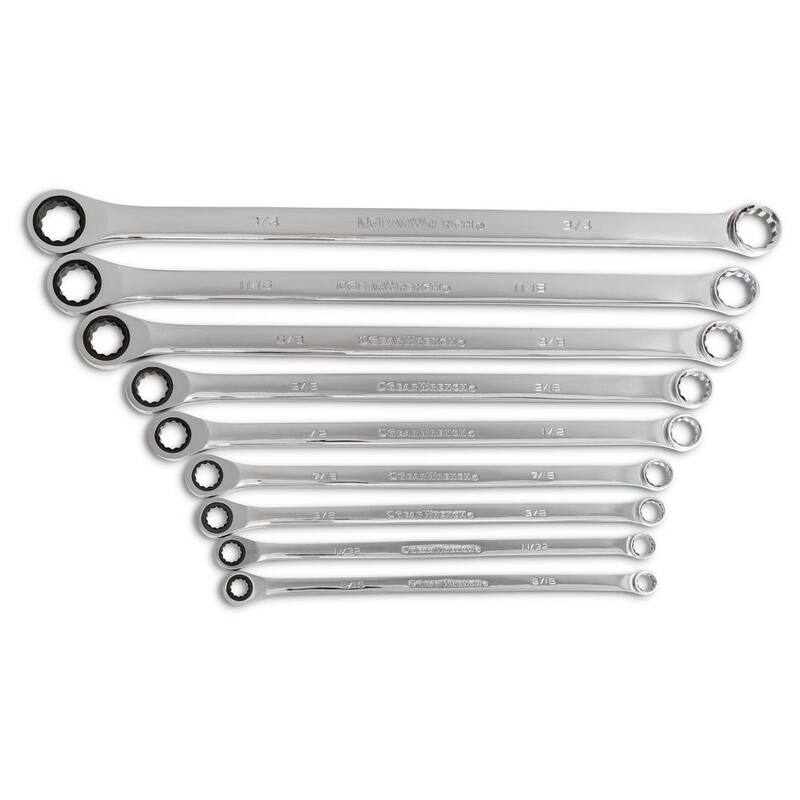 Juego de llaves de trinquete de doble caja GearBox XL de 12 puntos y 72 dientes SAE (9 piezas) - 85998