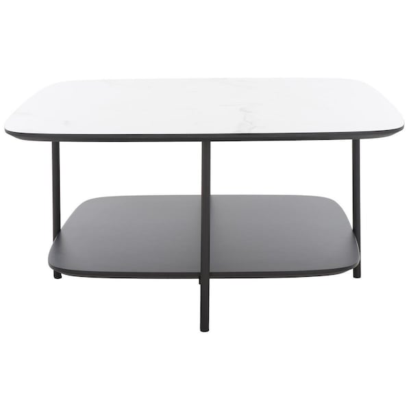 Safavieh 29.5 x 29.5 x 15 in. Anzia Coffee Table White Marble & Black - COF4211A