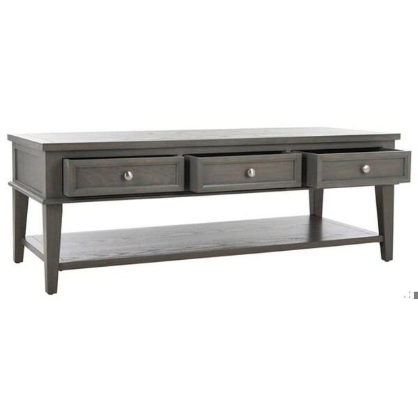 Safavieh 19.3 x 54 x 23.6 in. Manelin Coffee Table with Storage Drawers, Ash Grey - AMH6642C