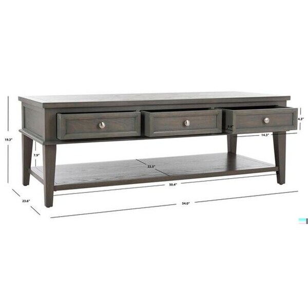Safavieh 19.3 x 54 x 23.6 in. Manelin Coffee Table with Storage Drawers, Ash Grey - AMH6642C