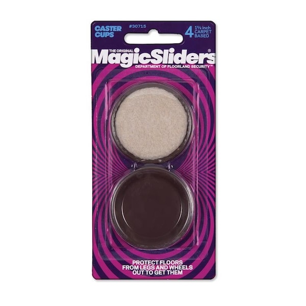Magic Sliders Magic Sliders Plastic Caster Cup Brown Round 1-5/8 in. W X 1-5/8 in. L 4 pk - 30715