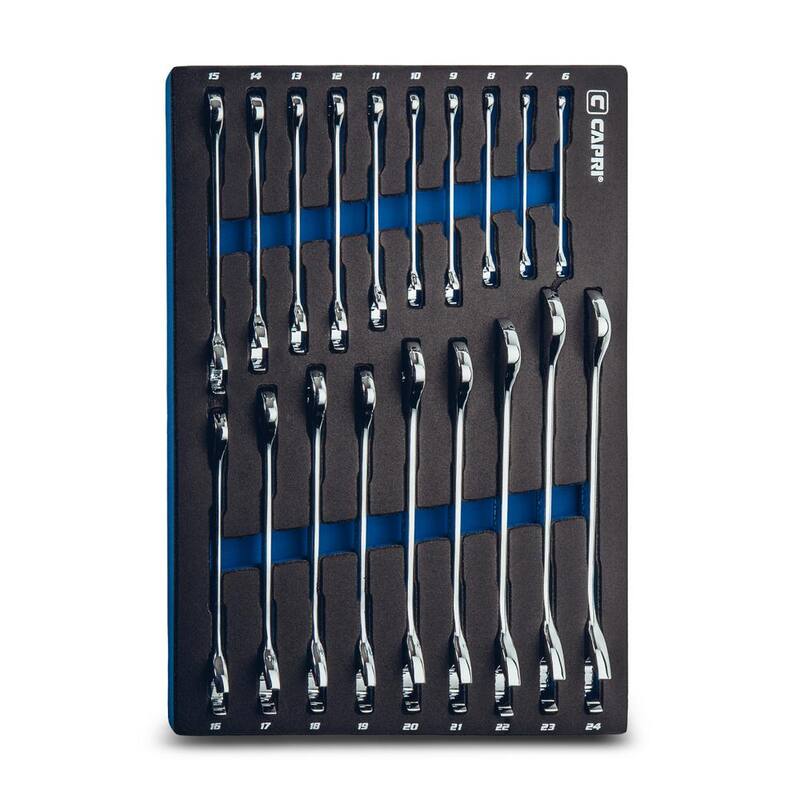 Juego de llaves de extremo abierto con ángulo de 30° y 60° métricas de Capri Tools (19 piezas) - CP11900-19MT