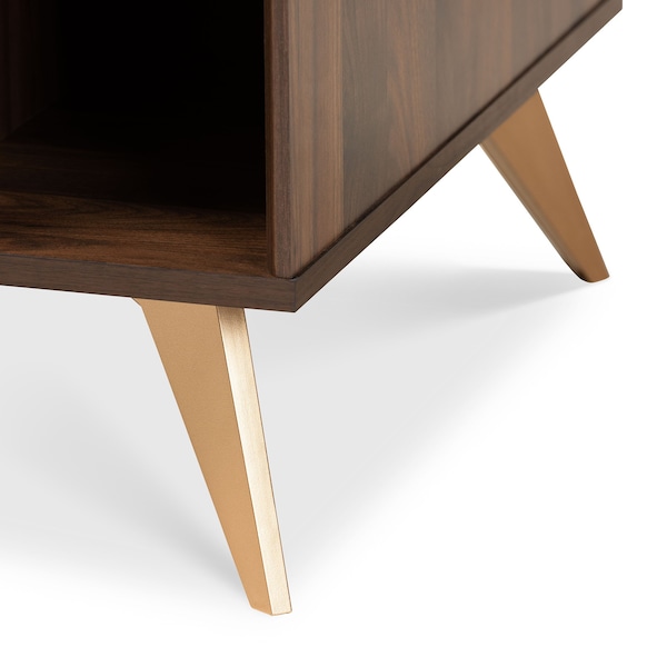 Baxton Studio Edel Mid-Century Modern Walnut Brown and Gold Finished Wood Coffee Table - 174-10959-ZORO