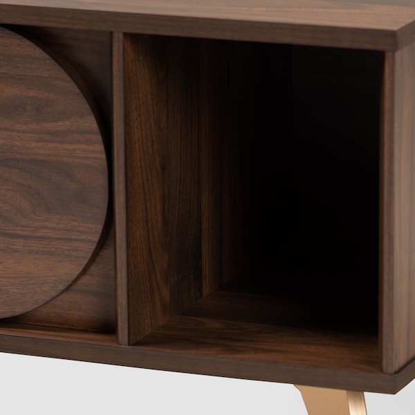 Baxton Studio Edel Mid-Century Modern Walnut Brown and Gold Finished Wood Coffee Table - 174-10959-ZORO