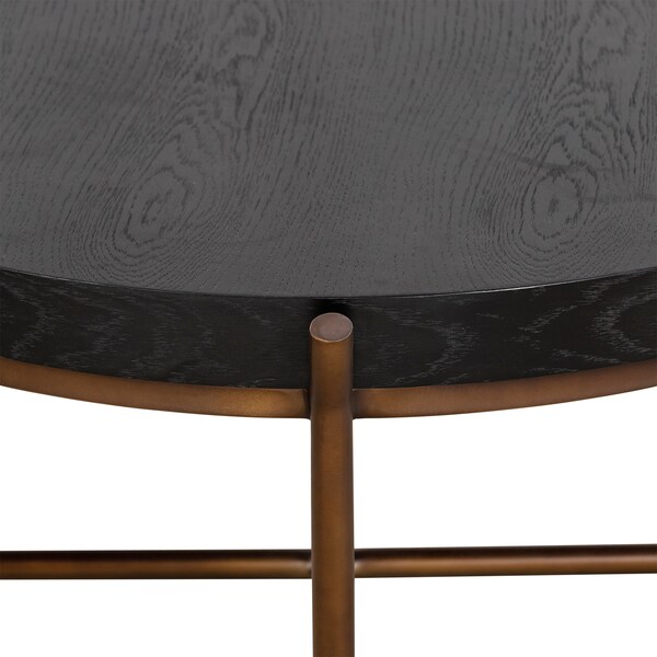 Armen Living Sylvie Brushed Oak and Metal Round Coffee Table - LCSYCOBL
