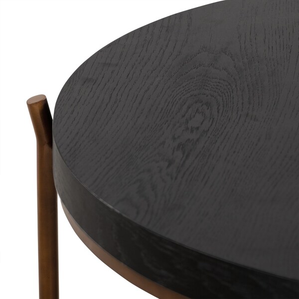 Armen Living Sylvie Brushed Oak and Metal Round Coffee Table - LCSYCOBL