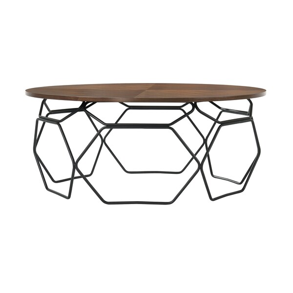 Armen Living Cosmo Walnut Veneer Coffee Table with Black Metal Base - LCCOCOWA