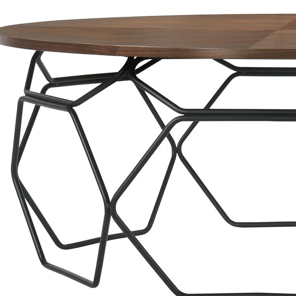 Armen Living Cosmo Walnut Veneer Coffee Table with Black Metal Base - LCCOCOWA