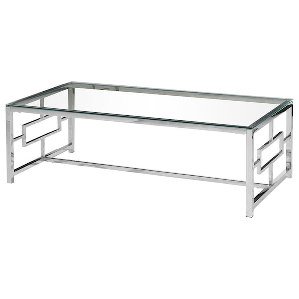 Kd Gabinetes Silver Stainless Steel Living Room Glass Coffee Table - KD2208195