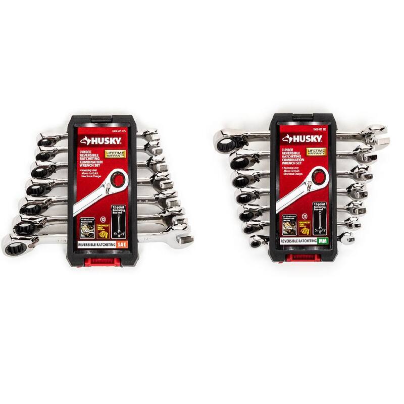 Juego de Llaves Combinadas de Trinquete Reversible Husky SAE/MM (14 piezas) - HRRW14PCSMCB