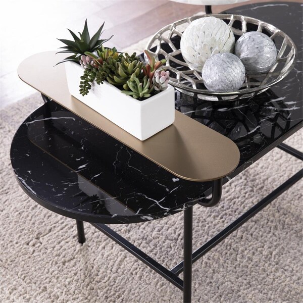 Homeroots 42 in. Manufactured Wood & Metal Free Form Coffee Table Black - 402138