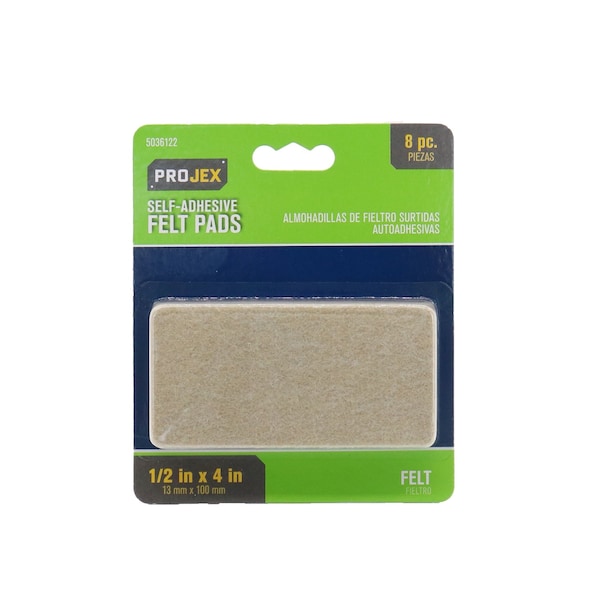 Projex Projex Felt Self Adhesive Surface Pad Brown Rectangle 1/2 in. W X 4 in. L 8 pk - P0098