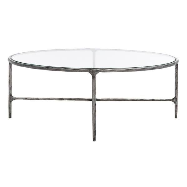 Safavieh 40 x 30 x 15 in. Jessa Oval Metal Coffee Table, Silver - SFV9521B