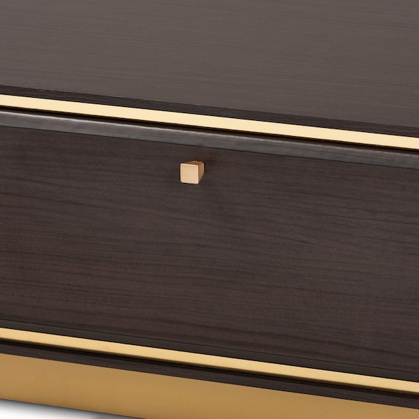 Baxton Studio Cormac Transitional Dark Brown Finished Wood and Gold Metal 2-Drawer Coffee Table - 208-12137