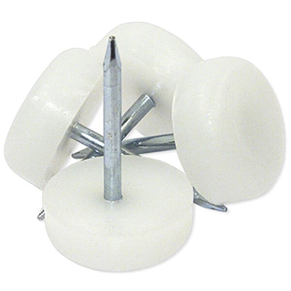 Convenience Concepts 0.62 in. TruGuard Plastic Base Round Nail On Glides - White, 4PK - HI3853455