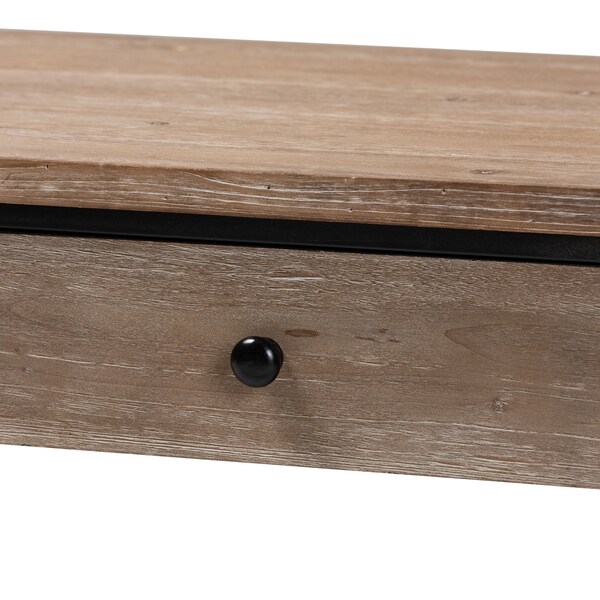 Baxton Studio Roderick Modern and Contemporary Weathered Oak Finished Wood and Black Metal 2Drawer Coffee Table - 213-12490-ZORO
