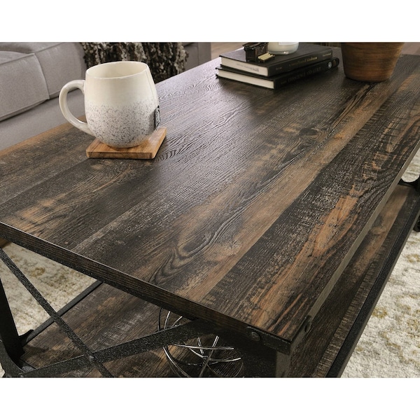 Sauder Steel River Coffee Table 3a , Open shelving for storage and display of your favorite home decor - 423914