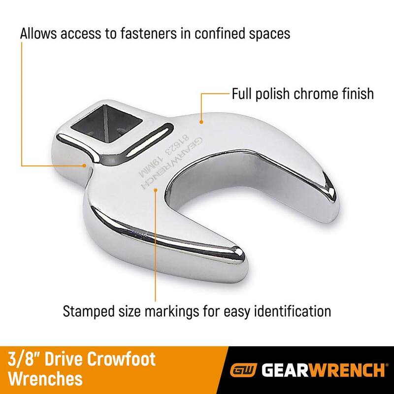 Juego de llaves de trinquete GEARWRENCH de 3/8 pulgadas, tipo corona, de accionamiento SAE (11 piezas) - 89118