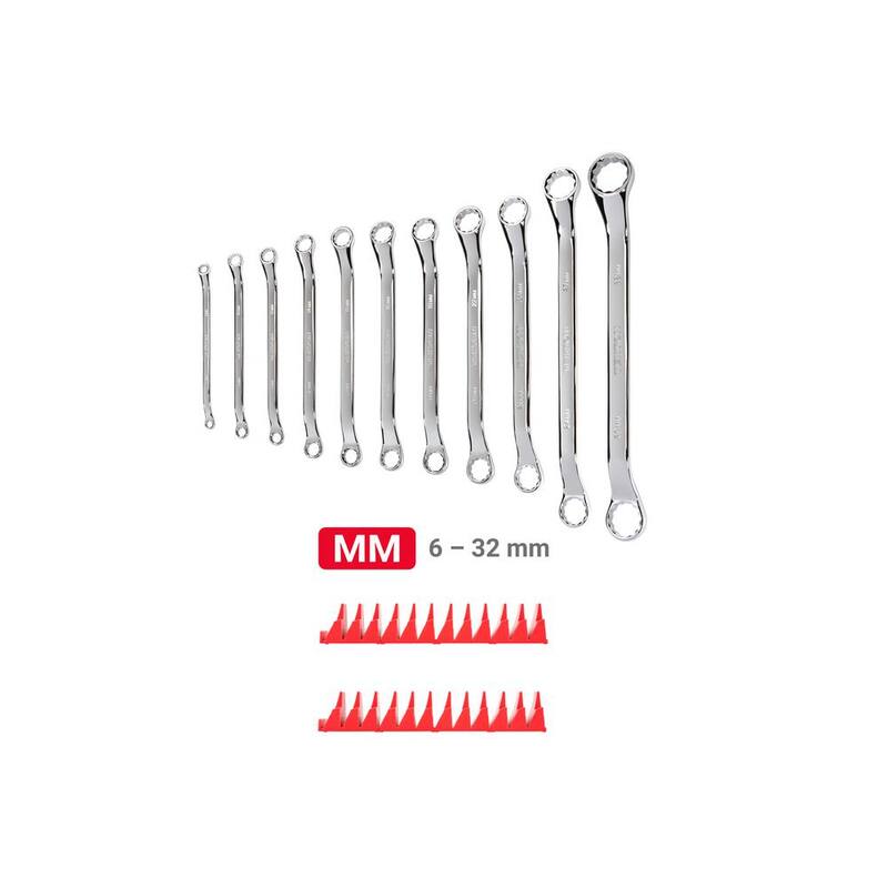 Juego de llaves de extremo de caja con offset de 45 grados TEKTON de 6 a 32 mm con organizador modular ranurado (11 piezas) - WBE95202