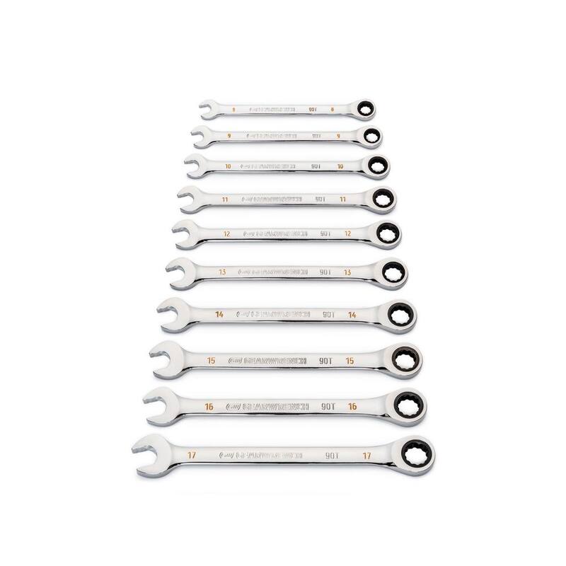 Set de herramientas de llaves de trinquete combinadas métricas de 90 dientes (12 piezas) - 86927