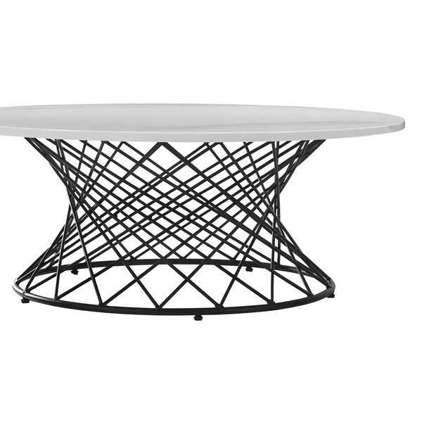 Armen Living Loxley White Marble Coffee Table with Black Metal Base - LCLXCOMB