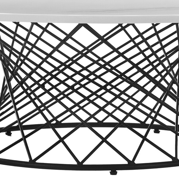 Armen Living Loxley White Marble Coffee Table with Black Metal Base - LCLXCOMB