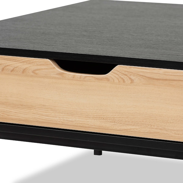 Baxton Studio Haben Modern & Contemporary Two-Tone Oak Brown and Black Finished Wood Coffee Table - 206-12482