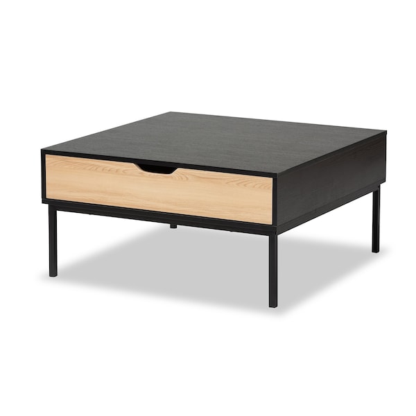 Baxton Studio Haben Modern & Contemporary Two-Tone Oak Brown and Black Finished Wood Coffee Table - 206-12482