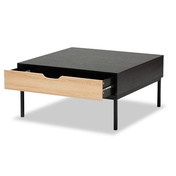 Baxton Studio Haben Modern & Contemporary Two-Tone Oak Brown and Black Finished Wood Coffee Table - 206-12482