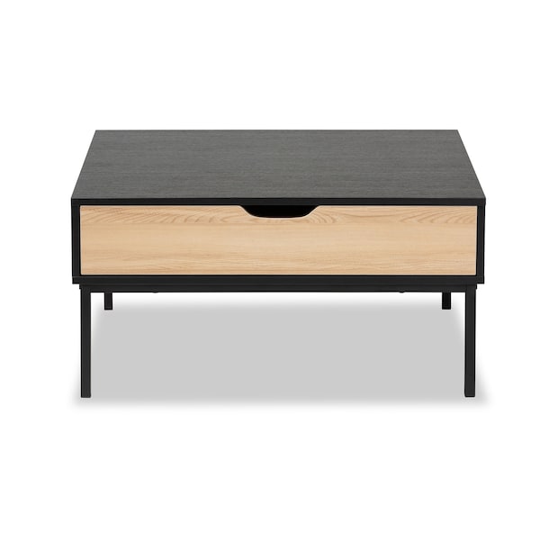 Baxton Studio Haben Modern & Contemporary Two-Tone Oak Brown and Black Finished Wood Coffee Table - 206-12482