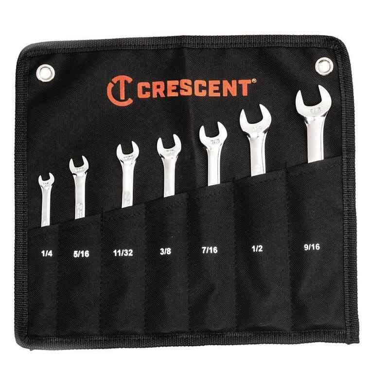 Juego de llaves combinadas de 12 puntos Crescent con estuche de almacenamiento enrollable (7 piezas) - CCWSRSAE7