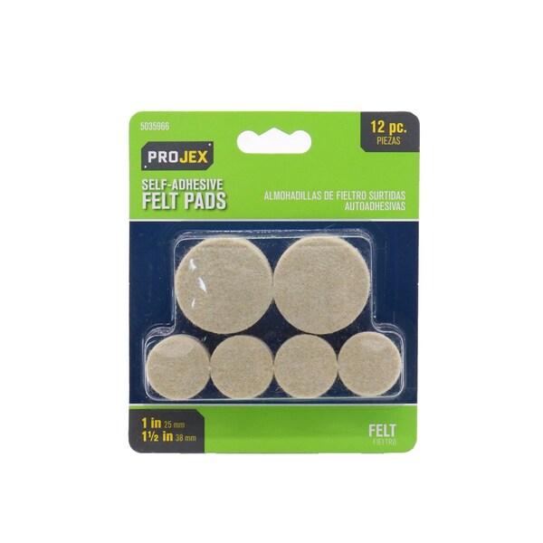 Projex Projex Felt Self Adhesive Table/Chair Pad Brown Round 1 and 1-1/2 in. W 12 pk - P0104