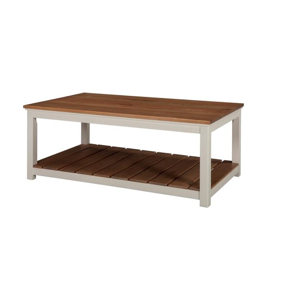 Kd Cama De Bebe 45 in. Savannah Coffee Table Ivory with Natural Wood Top - KD3242107