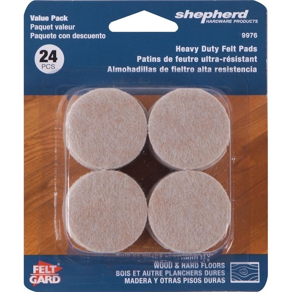 Shepherd Hardware Protective Pad, Felt Cloth, Beige, 1-1/2 in Dia, Round - 9976