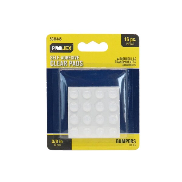 Posdatas 0.37 in. Vinyl Self Adhesive Protective Pad - Round, Clear, 16PK - PO3311881