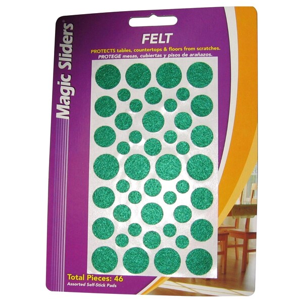 Magic Sliders Magic Sliders Felt Self Adhesive Protective Pads Green Round 46 pk - 62917
