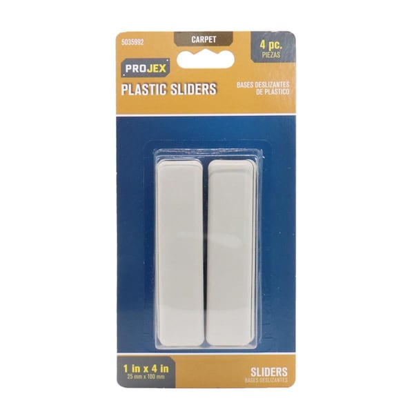 Kd Gabinetes 1 in. Adhesive Plastic Sliders, White, 4PK - KD3305874