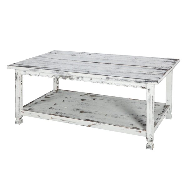 Kd Cama De Bebe 42 in. Country Cottage Coffee Table White Antique - KD3236223