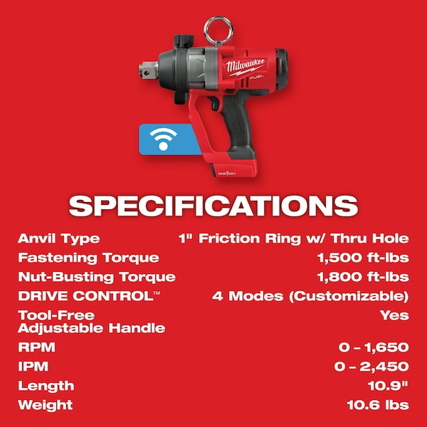 Milwaukee Tool M18 FUEL 1" High Torque Impact Wrench w/ ONE-KEY - 2867-20