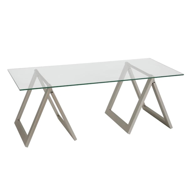 Hudson & Canal Henn Hart Modara Satin Nickel Coffee Table - 17 x 22 x 46 in. - CT0063